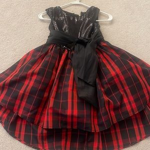 Holiday dress plaid black Red Girl dress